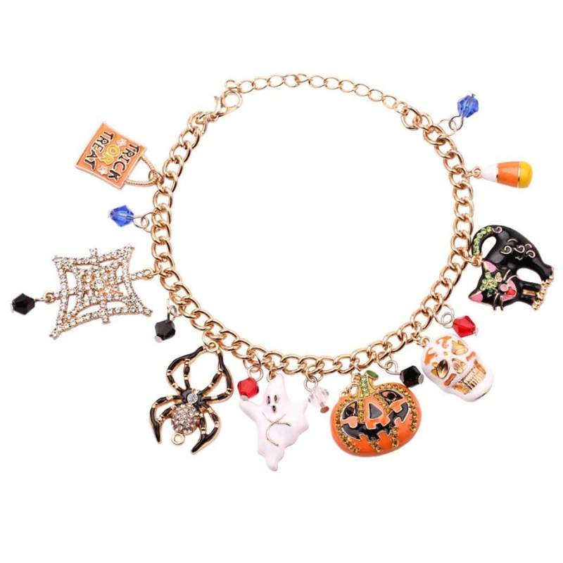 Braccialetti zucca ragno cartone animato Regali braccialetti Halloween con fascino punk gotico