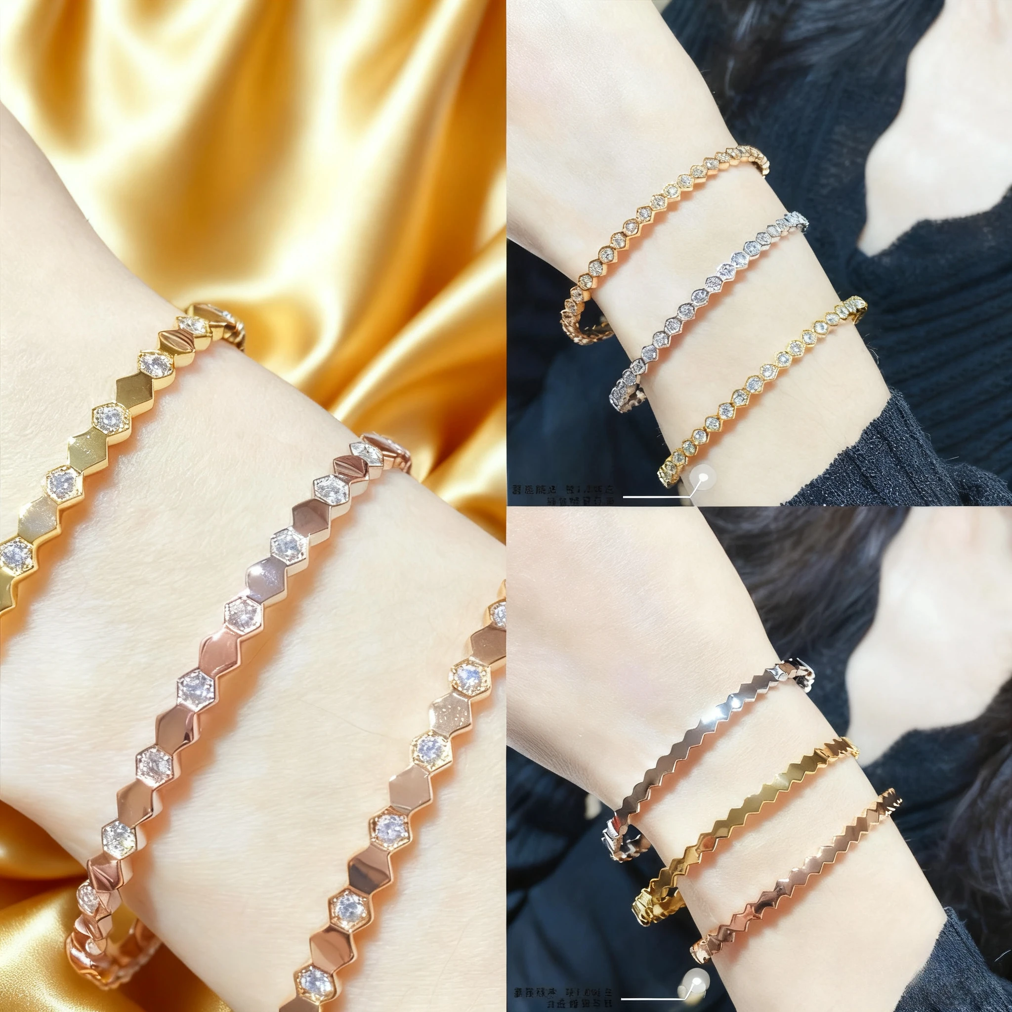 

2025 New Elegant accessories Luxury Hexagon Honeycomb Stackable Wear Ladies' Jewelry Bracelet Fashion Valentine's Day Gift