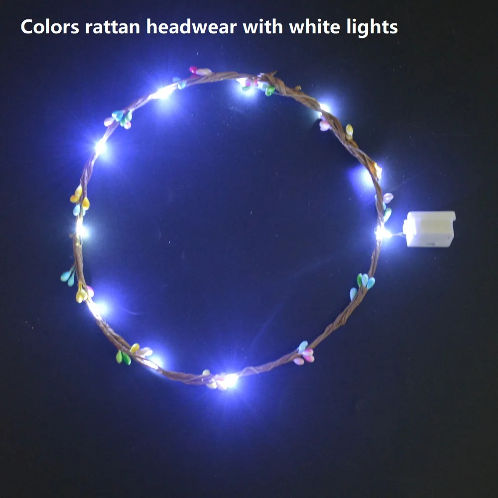 1 stücke Mädchen Frauen Braut Brautjungfer Leuchtende Kopfschmuck LED Blume Rattan Krone Stirnband Leuchten Glow Party Hochzeit Festival – Detail 10