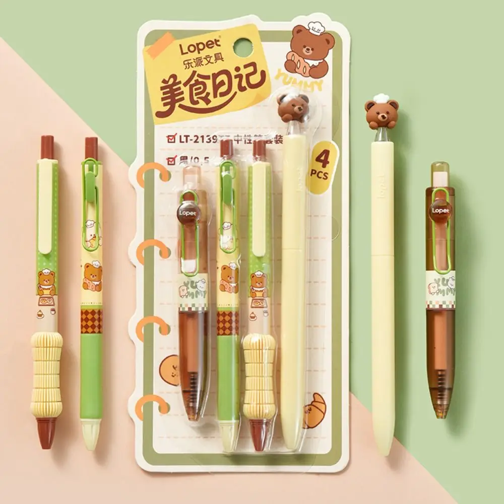 

Набор из 4 милых гелевых ручек с наконечником ST 0,5 мм, черные быстросохнущие чернила, шариковые ручки, нейтральные ручки, подарок