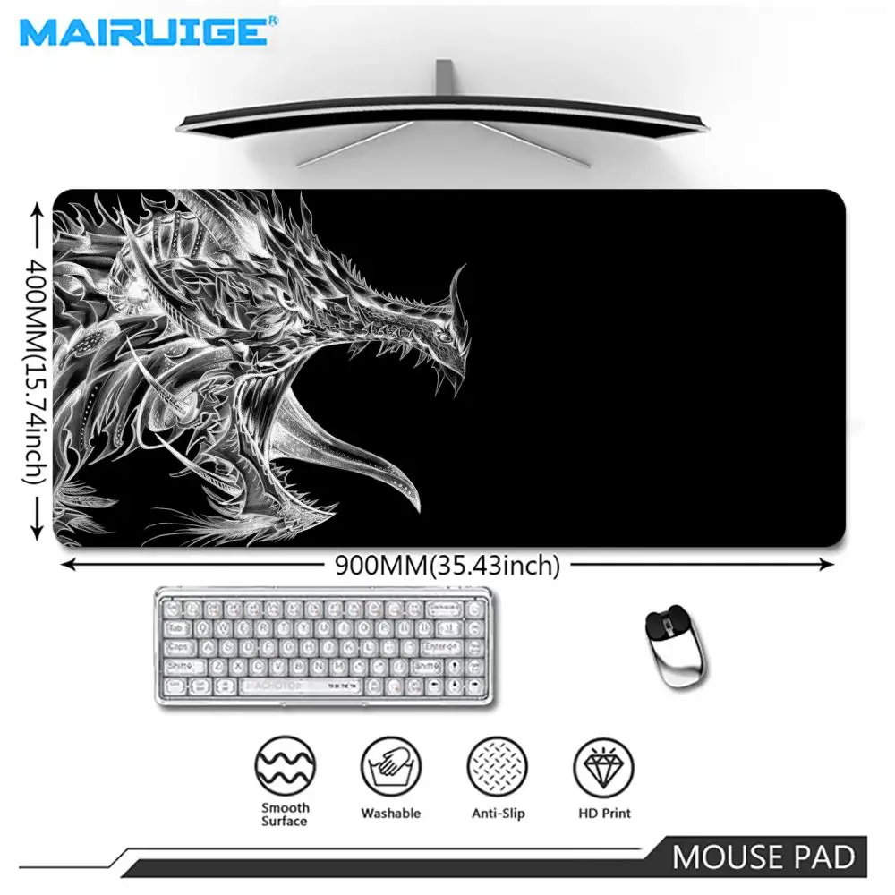 

Black dragon design Mouse Pad XXL 90X40cm Computer Keyboard Gaming Mats Desk Mat Large Mousepad 40X45 Table Pads gamer