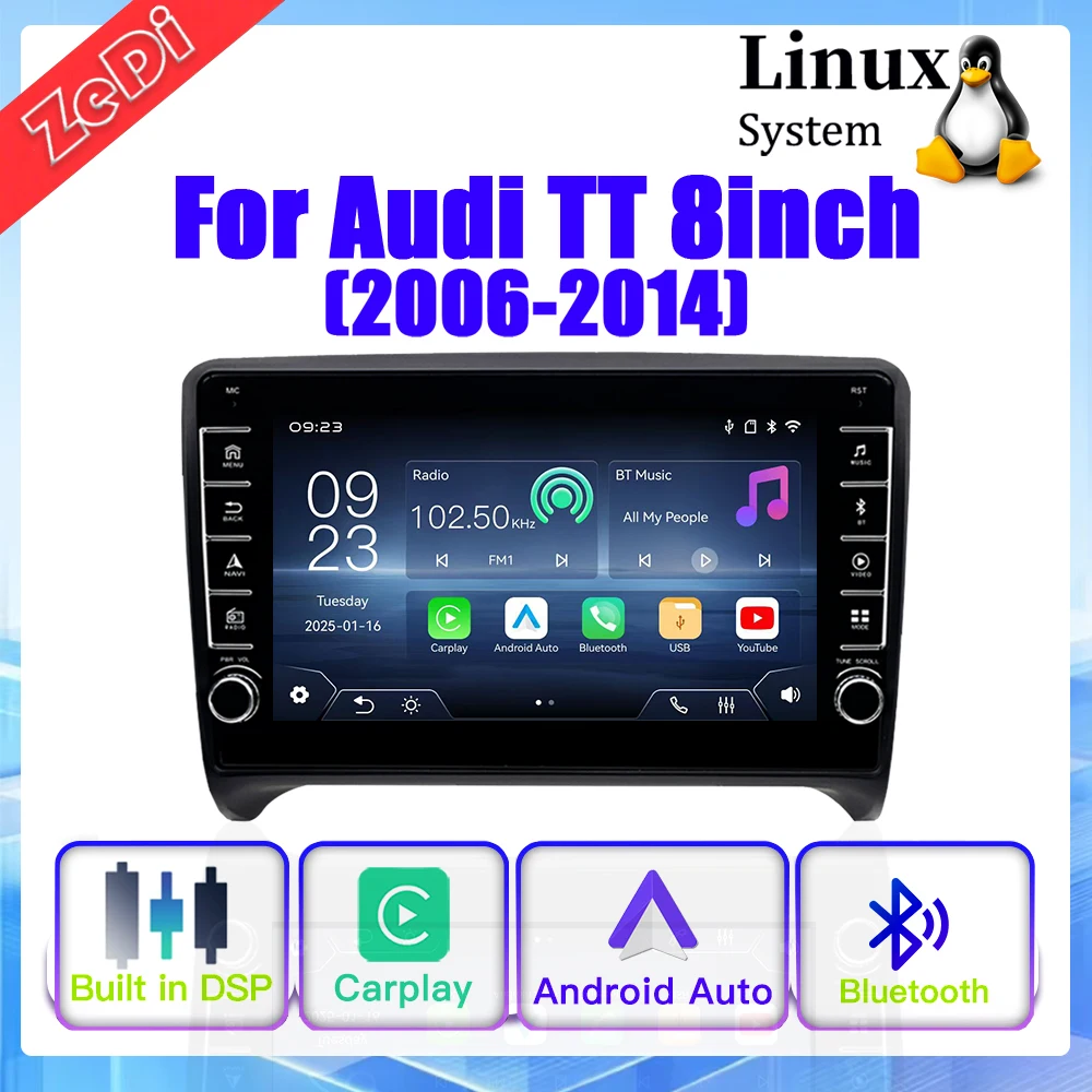 

Для Audi TT [2006-2014] 8-дюймовый новый мультимедийный проигрыватель с Linux, беспроводным CarPlay, Bluetooth и камерой
