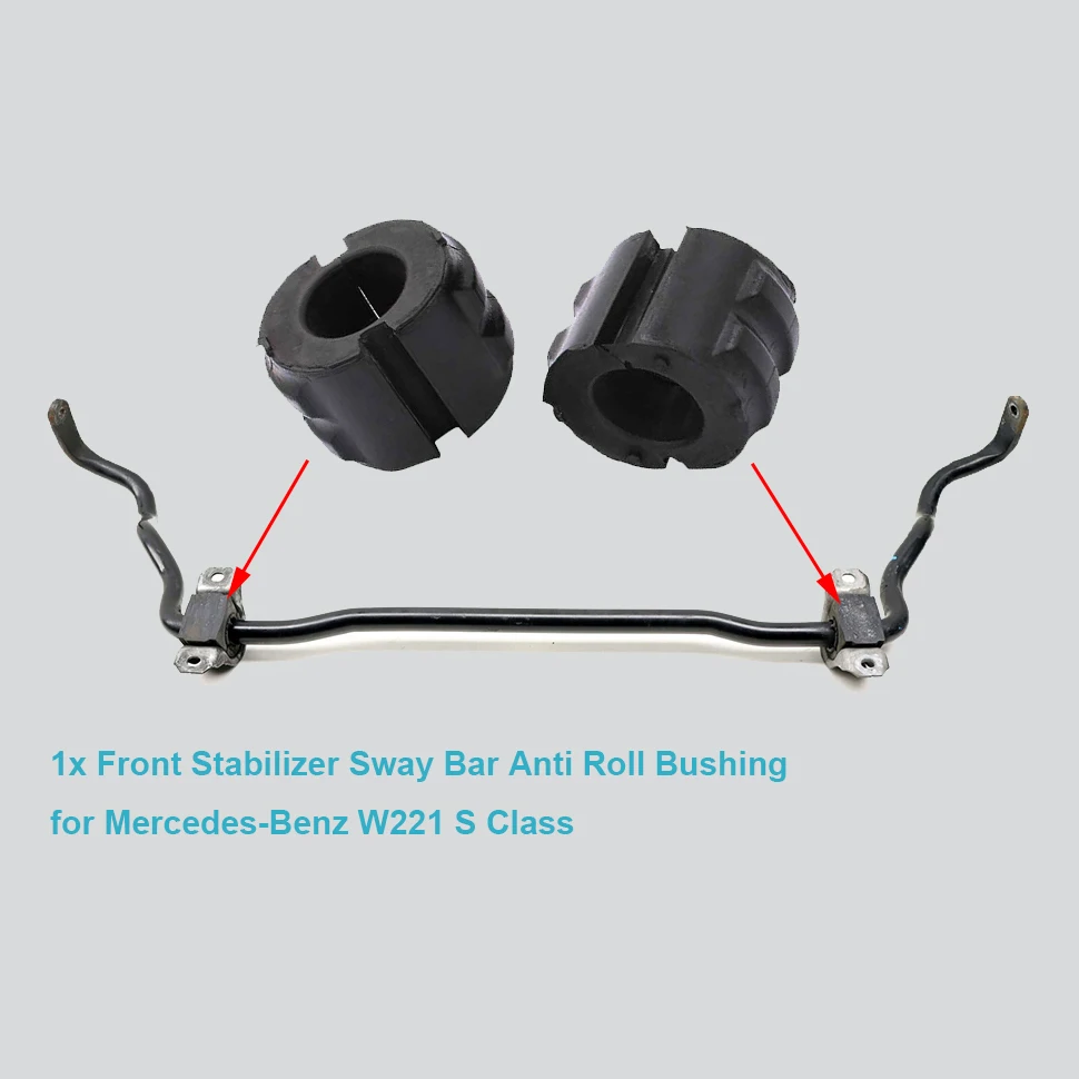 Estabilizador de suspensión delantera de 2 piezas, juego de bujes de barra estabilizadora antivuelco para piezas de suspensión automotriz Mercedes W221 S350