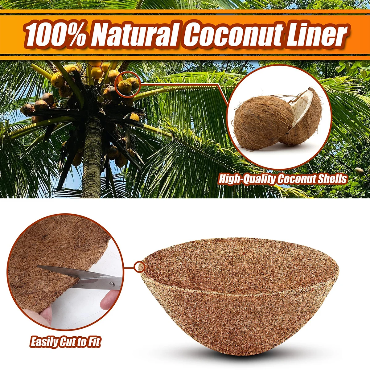 

Экологичная вешалка для растений из кокосовой койры, набор горшков для растений — настенные корзины из 6 предметов из волокна для использования в помещении и на открытом воздухе