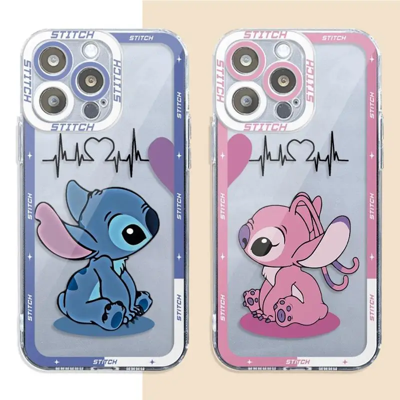 Disney Love Couple Angel Stitch Phone Case for Xiaomi Redmi Note 13 12 Pro Plus 5G 11 Pro 12S 11S 9S 10 10S 9 12 4G Soft Cover
