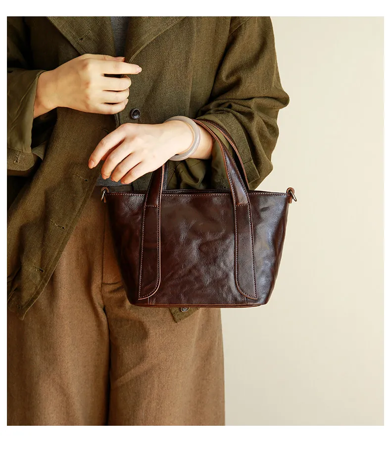 PNDME lässige Vintage-Handtasche aus echtem Leder, handgefertigt, Damen-Handtasche, modische Organizer-Designertasche aus Rindsleder, Schulter- und Umhängetasche – Detail 7