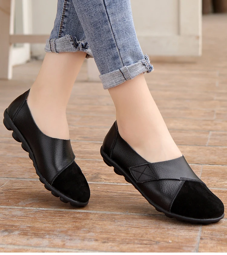 Frau Schuhe Weiche Leder Low Heels Schuhe frauen Elegante Wohnungen 2025, Casual Flache Schuhe Frauen Schuhe Neue Müßiggänger Zapatos mujer – Detail 5