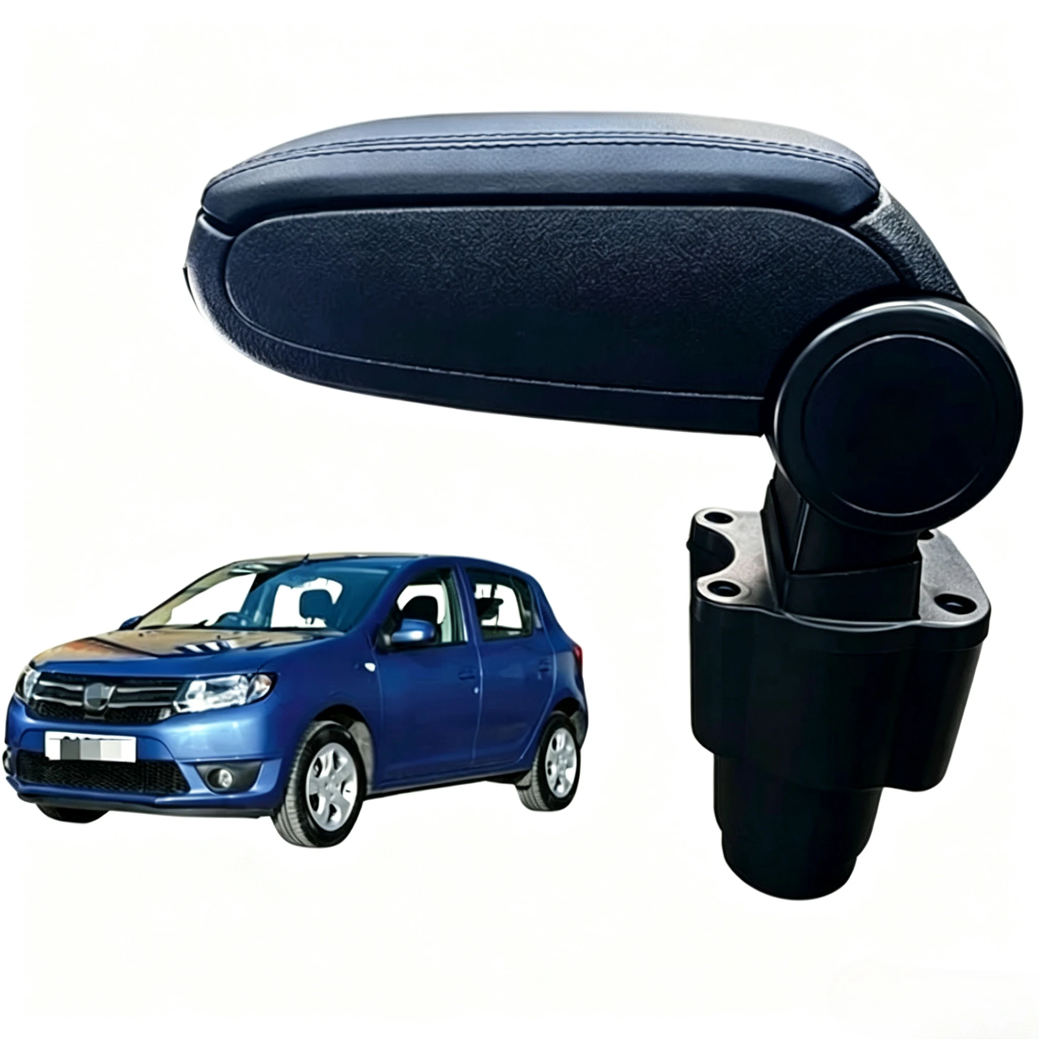 Center Console Armrest Storage Box with Cup Holder, Car Interior Accessories for Dacia Sandero 2018-2020