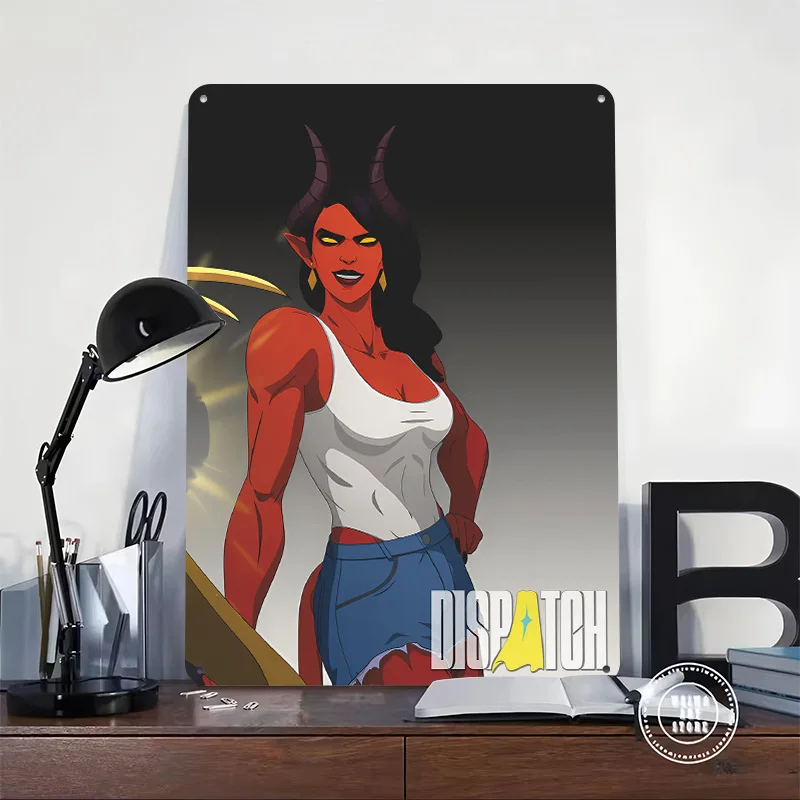 Red-skinned Demon Woman Cartoon Illustration Metal Poster Perfect Gift for Fans Lovers Customized Wall Art Metal Sign for Decor