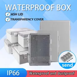 IP66 Waterproof ABS PC Plastic Electronic Junction Box with Hinge Buckle Protect Shell Outdoor Seal Power Case Distribution Box