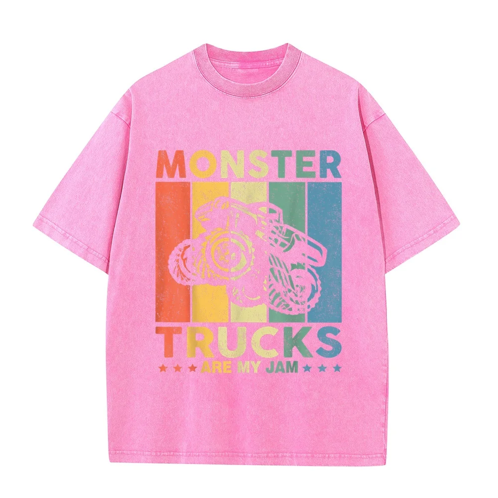 Monster Truck Car for Birthday Boy Toddlers Youth & Adults T-Shirt Anime Shirt Man Clothes Men T Shirts Purple Printed Cotton