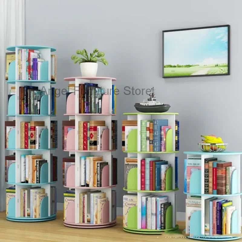 Simple Rotating Bookshelf Children Picture Frame Student Simple Organizer Space Saving Bookcase Modern Vitrina Library Furniture