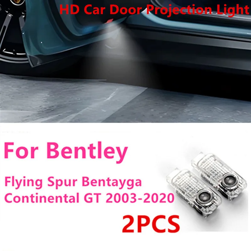 2 peças de Lâmpada LED de Sombra Fantasma para Porta de Carro, Luz de Boas-Vindas para Bentley Flying Spur, Bentayga, Continental GT 2003-2020