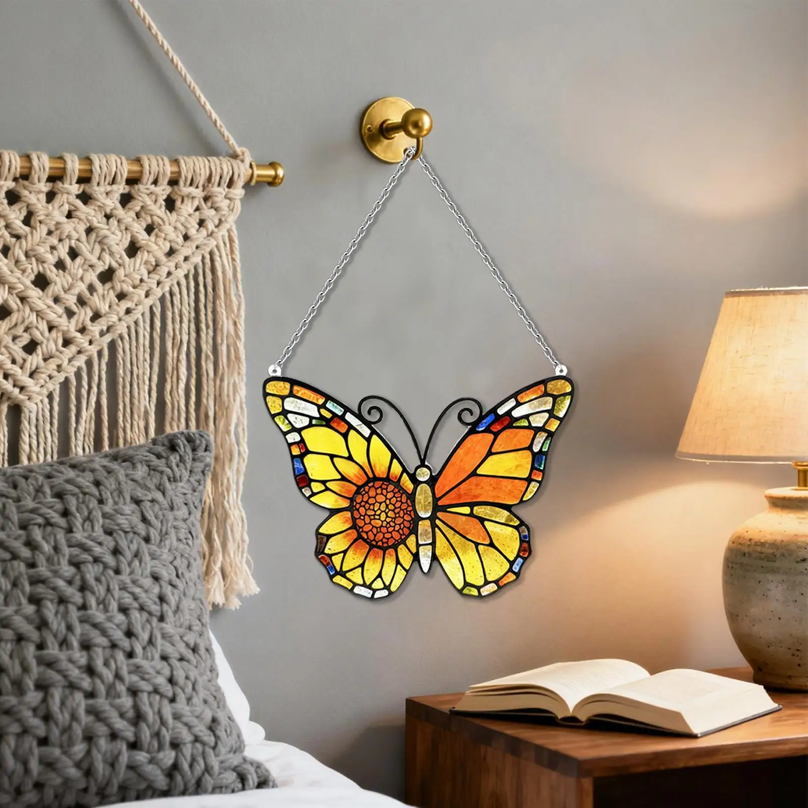 

Украшения для окон в виде бабочки, витражи, красочные очаровательные украшения с принтом подсолнечника, животные, елочные украшения для внутреннего дерева, двери, стены, жизни