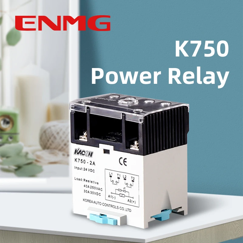 

Небольшое силовое реле ENMG, 50 А, сильноточный модуль K750-2A, 24 В постоянного тока, 2НО, крепление на DIN-рейку, высокий ток постоянного тока