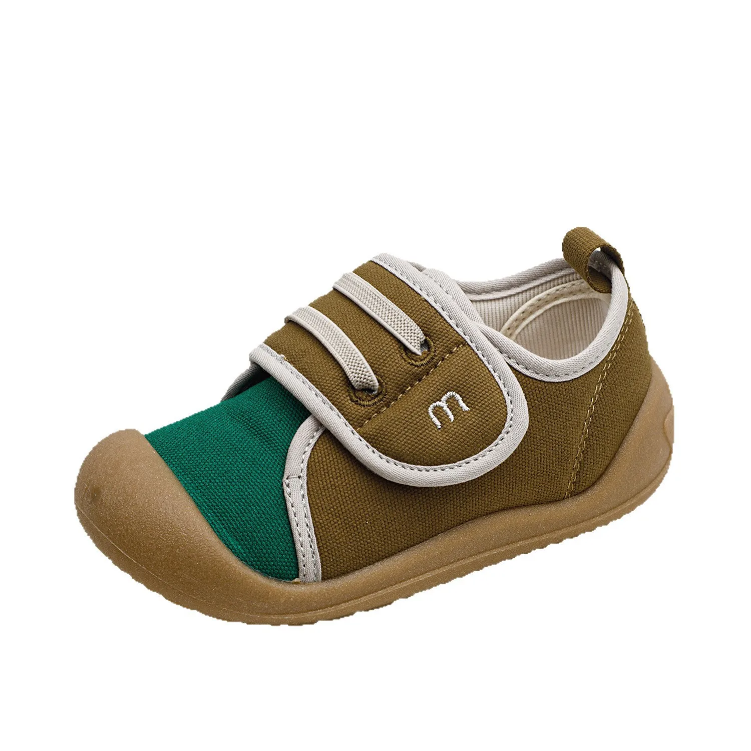 

2025 Autumn New Children's Boys and Girls Fashion Color Matching Velcro Soft Bottom Canvas Shoes Toddler Multi-color Flat Shoes