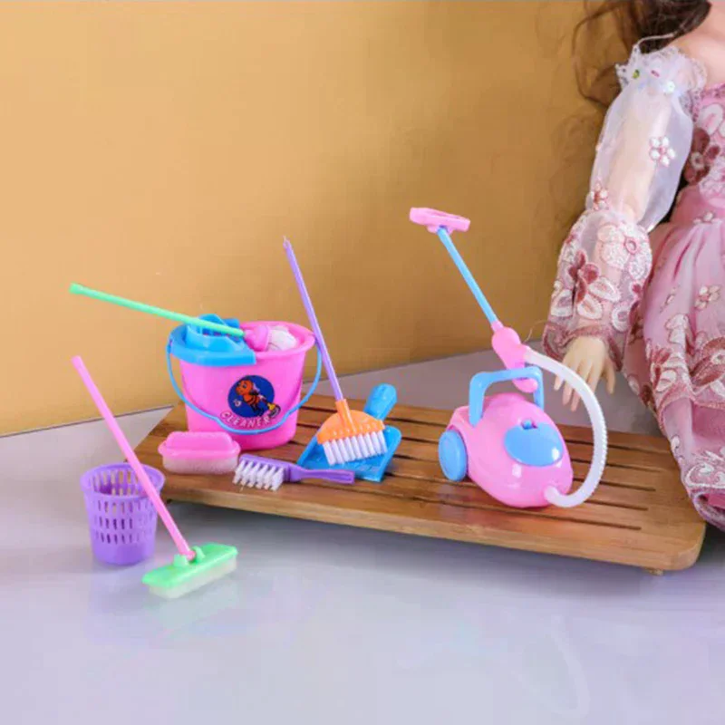 9pcs Doll Toys Tools House Mop Clean Cleaning Mini Kit Broom High Quality Durable Material Easy to Use Perfect for Home