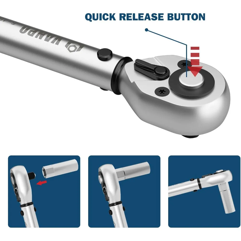 1/4 3/8 1/2-inch Drive Click Torque Wrench, 3Pcs Torque Wrench Set 20-240 in.lb, 5-45 ft.lb, 20-160 ft.lb,