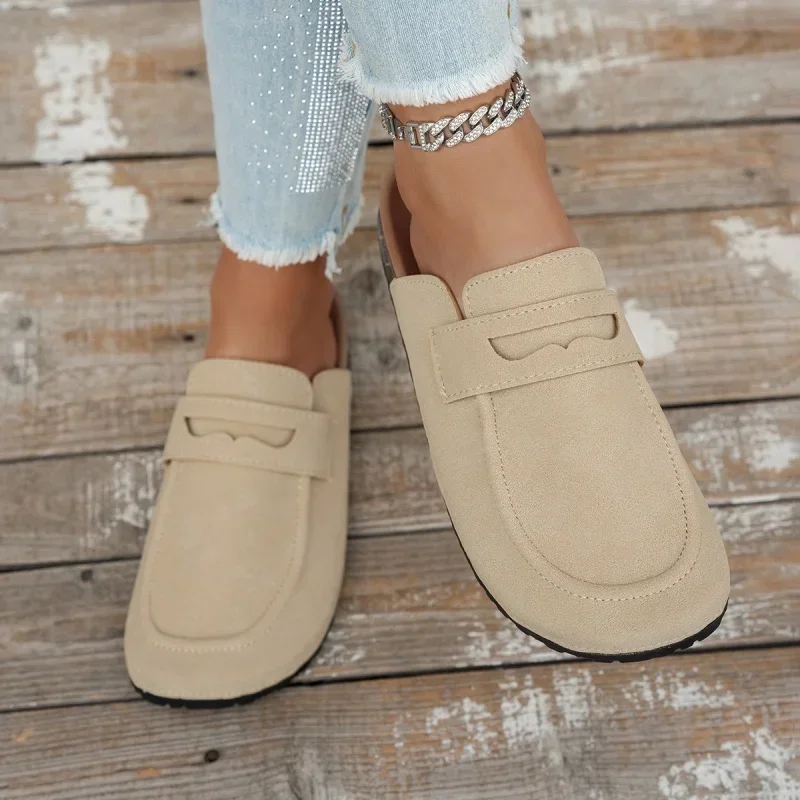 Sommerliche neue runde Zehenpartie, dicke Sohle, bequeme Freizeit-Slipper, modische, heiß begehrte, sexy, elegante Baotou-Slipper für Damen – Detail 4