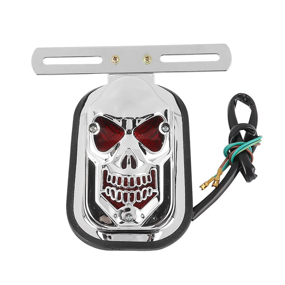 Motorcycle Rear Fender Brake Lamp w/ License Plate Lights Tombstone Skull Cross Tail Light For Harley Chopper Bobber Custom - view 6