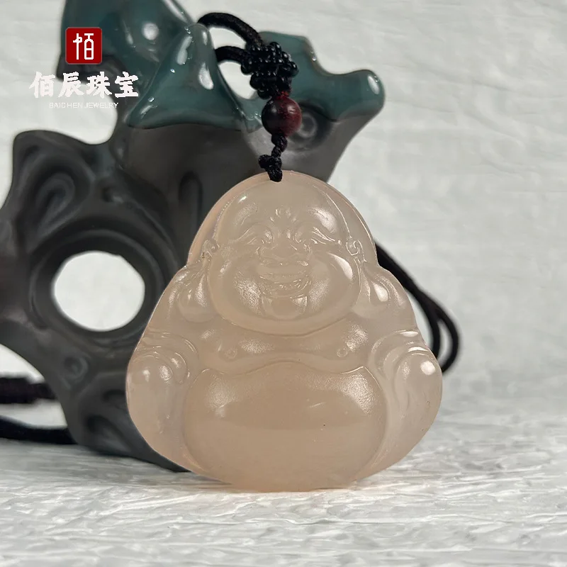 

Natural Ice Afghan Jade Lotus Root Starch Buddha Pendant