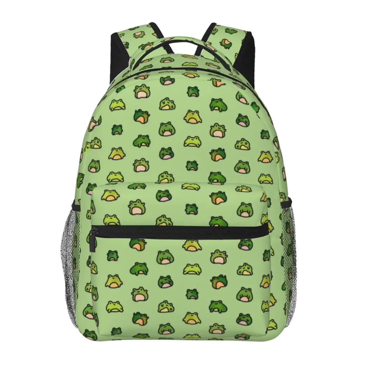 

Frogs Doodle Student School Bookbag Canvas Daypack Elementary High College Travel Bags 16in