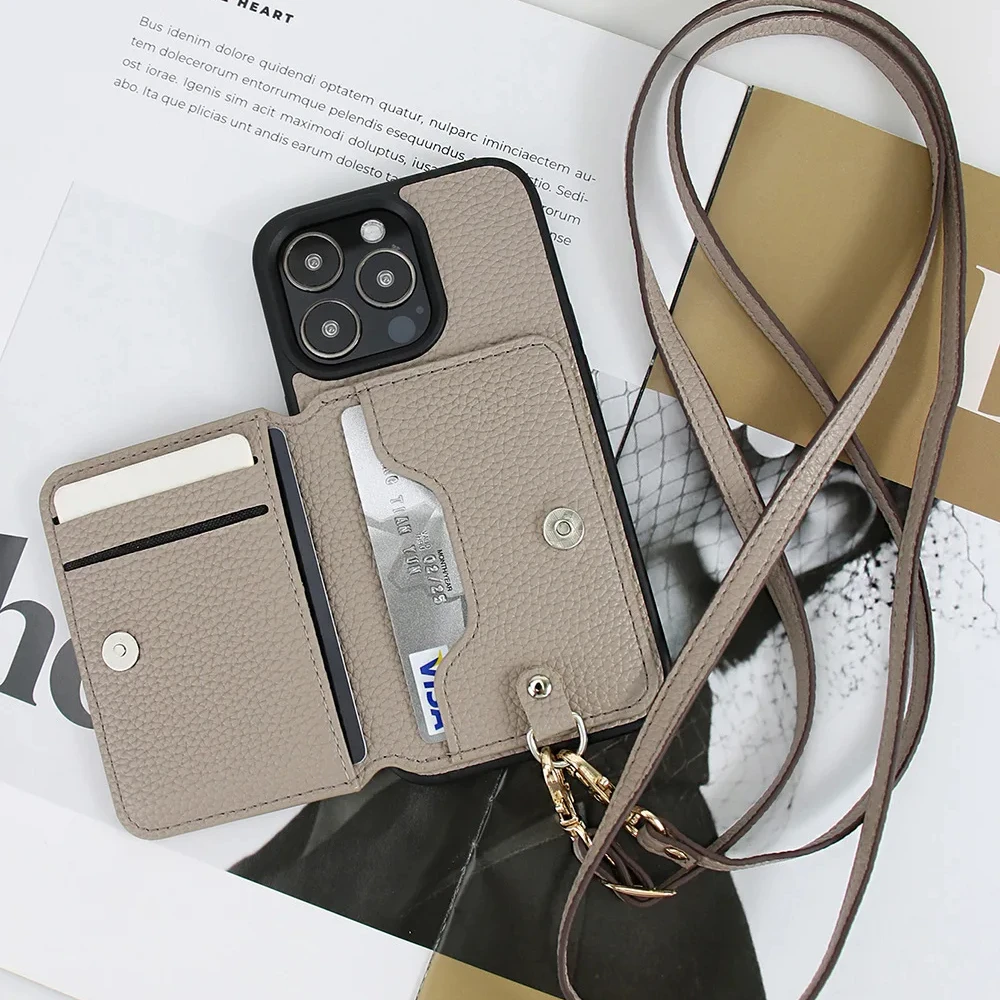 حامل البطاقة محفظة كروس جلدية قضية الهاتف آيفون الهواء 17 16 برو ماكس 15 زائد 14 + 13 12 11 غطاء حامل زر مغناطيسي #3