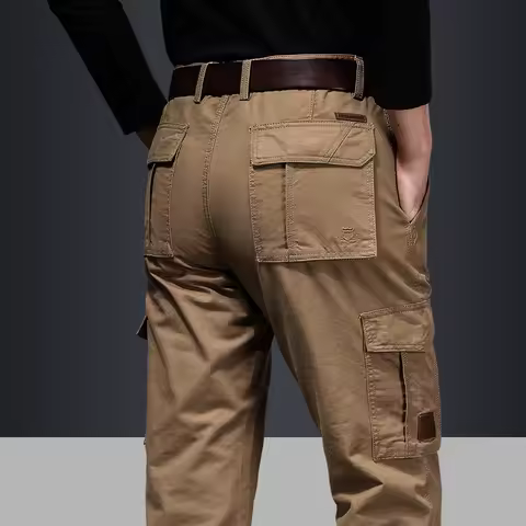 Casual Mens Cargo Pants Baggy Clothing Multiple Pockets Khaki Black Safari Work Pants Tactical Military Trousers Pants For Male