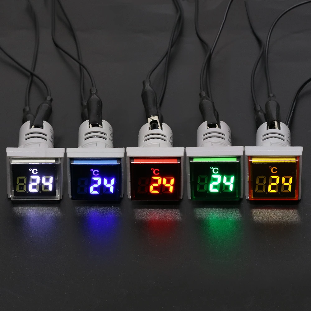 22Mm Nhựa Mini LED Đa Năng-20-119 C 50-380V AC Màu Xanh Dương Đỏ Trắng màu Vàng Xanh Lá Phi Công Ánh Sáng Đồng Hồ Đo Nhiệt Độ