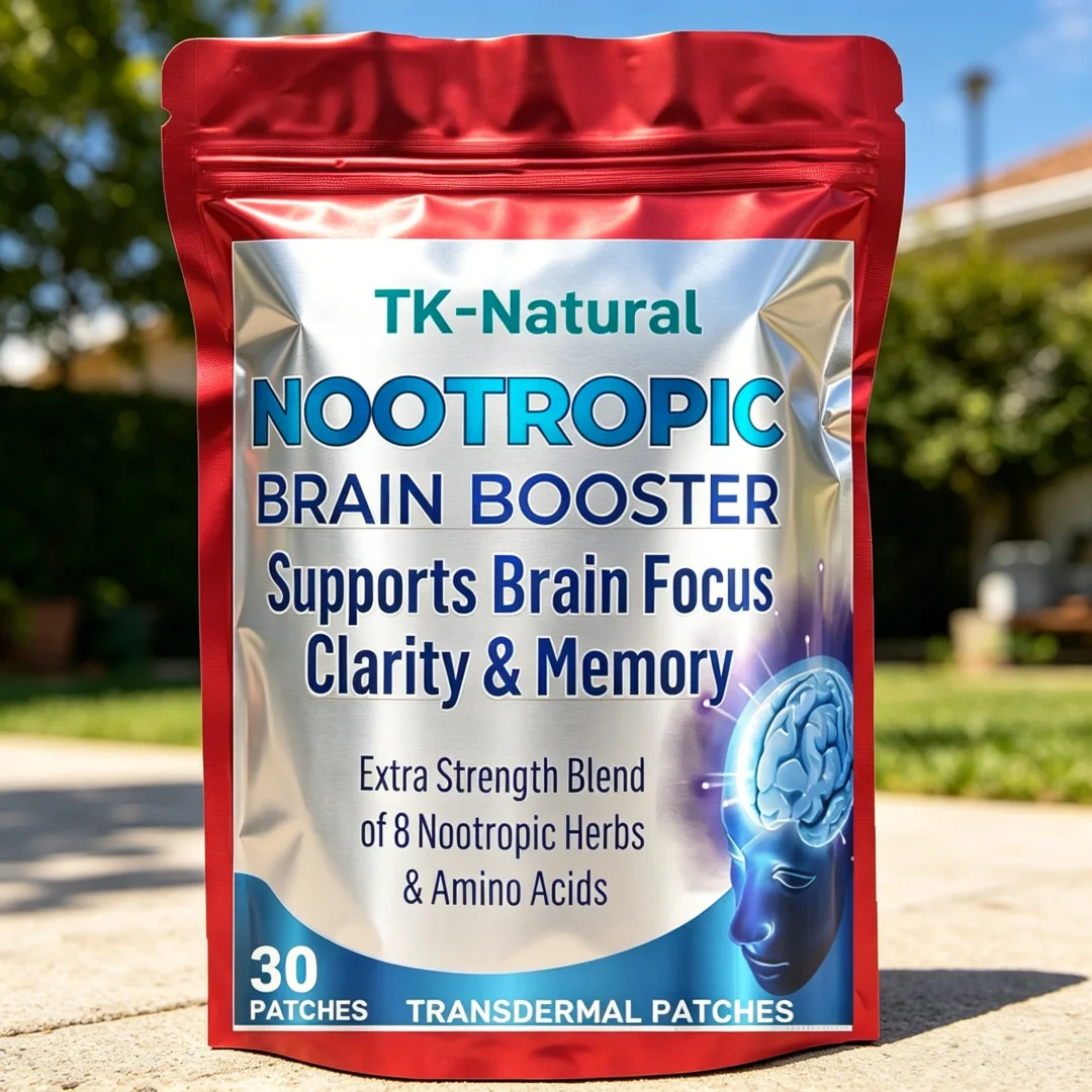 30 Patches Nootropic Brain Booster Transdermal Patches with Ginkgo Biloba, Bacopa Monnieri - Memory & Brain Support