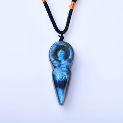 1PC Natural labradorite Crystal Yoga Angel Statue Pendant Random Crystal Healing Stone Carving Gemstone Crafts Home Decor Gift
