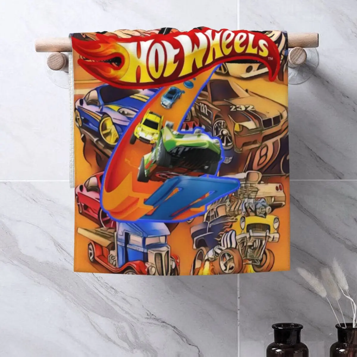 Hot Wheels Cartoon Sport Car Face Towel Custom Soft Linen Cotton Bath Towels
