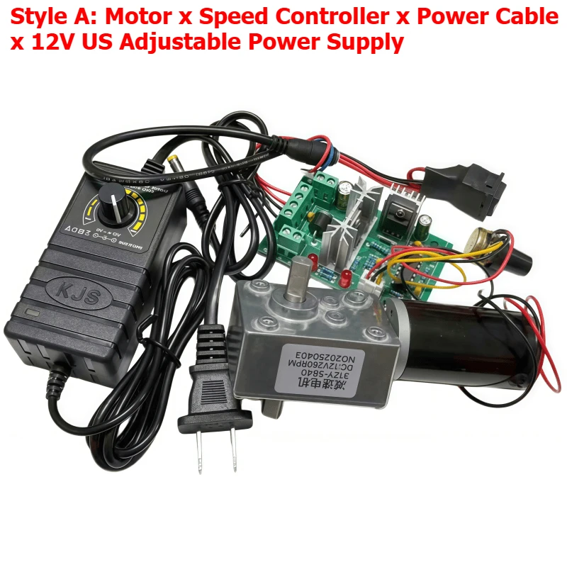 5840-31ZY Worm Gear Worm Reducer Motor with Self-locking DC Motor and Speed Controller, Adjustable Power Supply