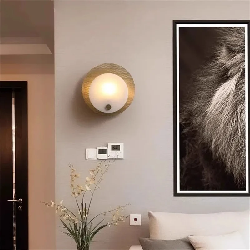 Spanish Natural Marble Copper Wall Lamp Sofa Side Staircase Balcony Bedside in Front of The Mirror Luxury Decoration Fixtures