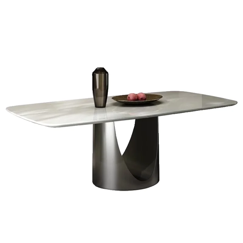 

Italian light luxury style, natural marble dining table and chair combination, modern simplicity