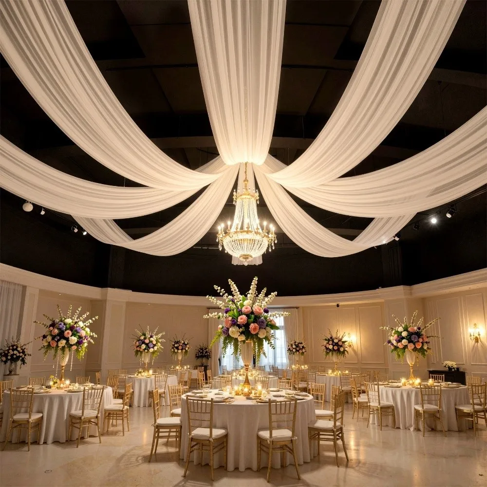 Metal Ceiling Drapes Hanging Hoop Kit Detachable Chain DIY Curtains Hanging Ring Bracket Iron Art Anti-Rust