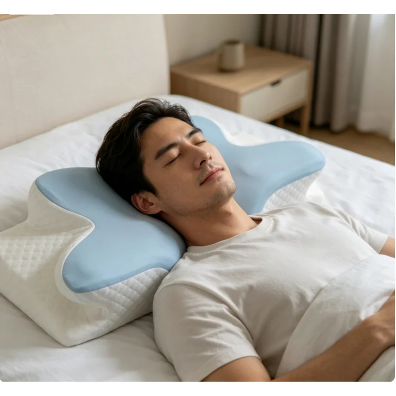 Almohada ergonómica de verano con forma de mariposa, de espuma viscoelástica de rebote lento, para el cuello y la zona cervical, para dormir en casa.