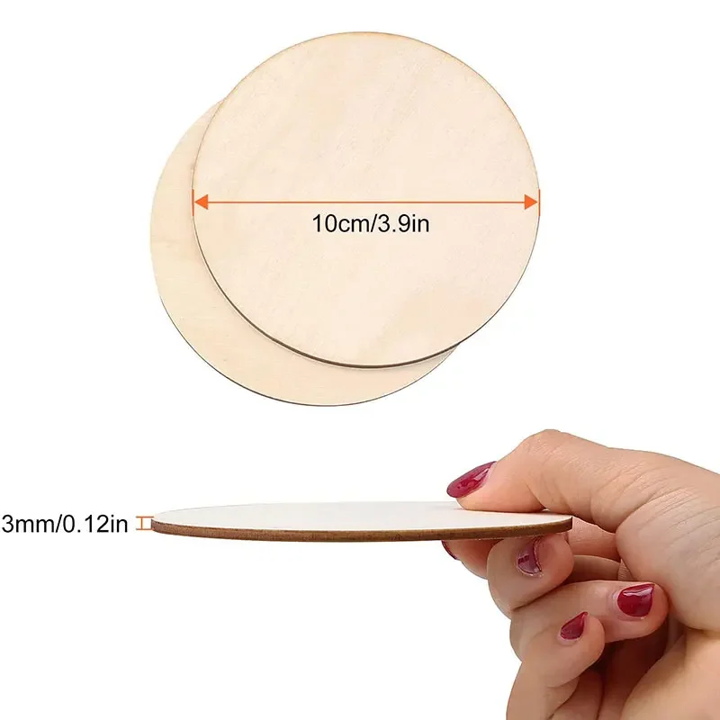 Diameter 1-10CM Natural Unfinished Round Wood Slice DIY Crafts Wooden Circle Discs for Christmas Painting Wedding Ornament Decor