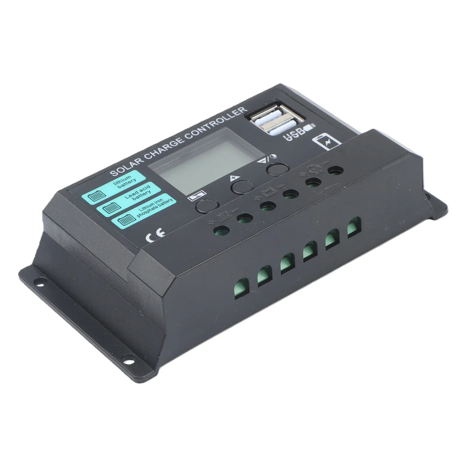 12V 24V Solar Charge Controller with LCD Interface for Monitoring Charging Stage Battery Type Selection and Load Timed Operation