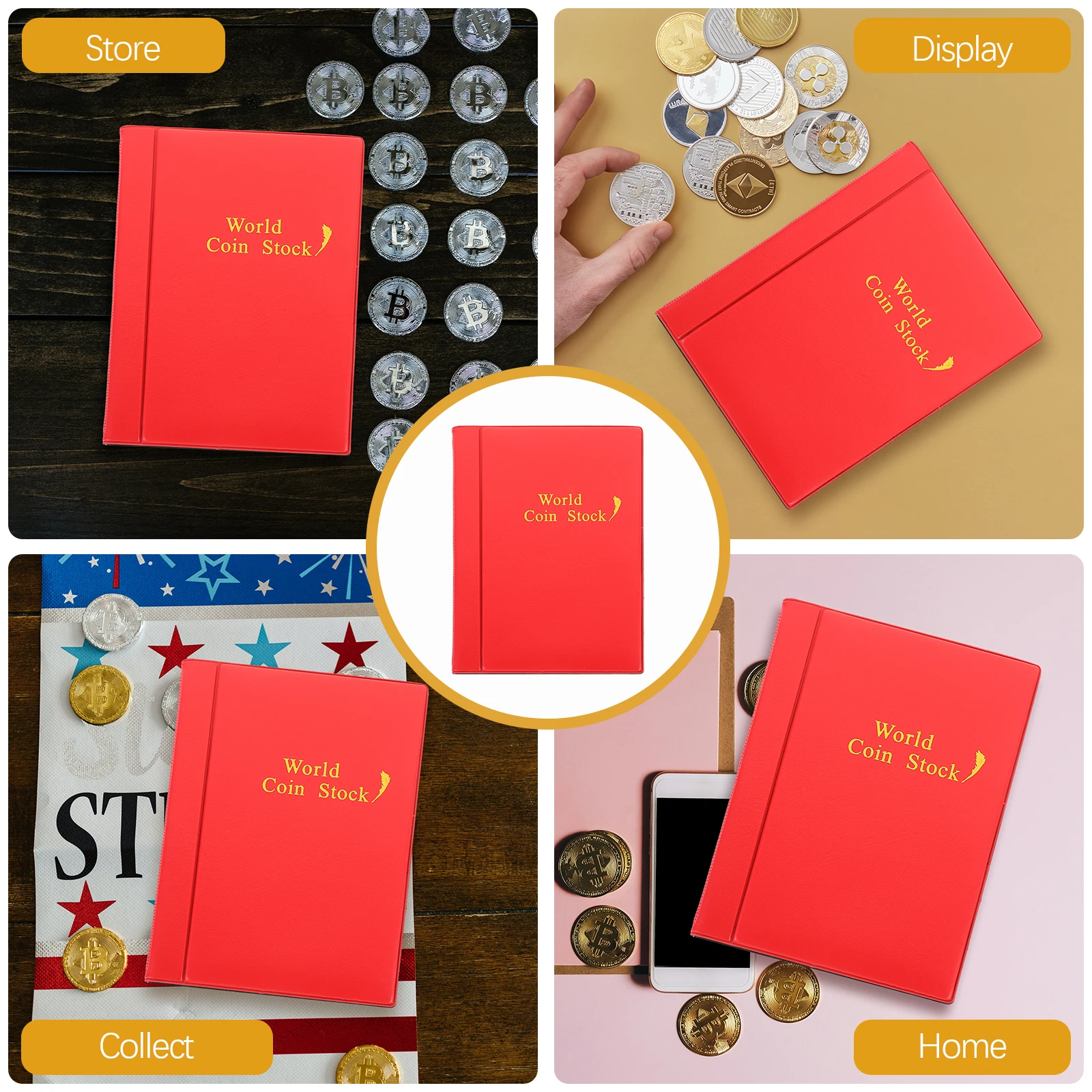

Pu Collection Album Exquisite Organizer Smooth Scratch Resistant Coin Storage Book Portable Coin Holder