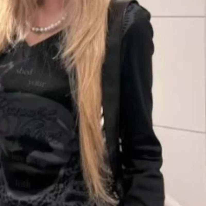 

Kimutomo Women T Shirs Printing Long Sleeve Autumn Fashion Slim Y2k Aesthetic Harajuku Grunge Tops Female Casual Tee Shirt