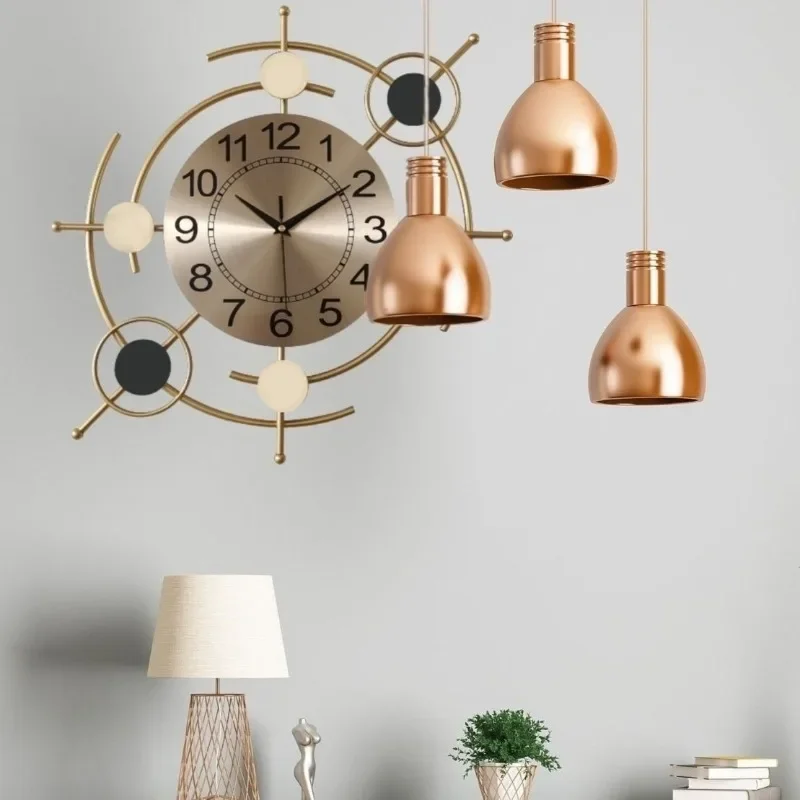 High-value wall clock hanging watch round clock large wall watch fashionable and beautiful atmosphere bedroo