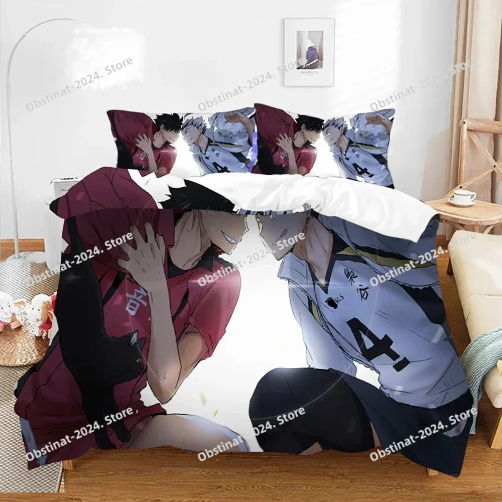 

Haikyuu Bedding Set Twin Full Queen King Size Volleyball boy Bed Set Aldult Bedroom 3D Print Duvet cover Bedclothes Bed Linen