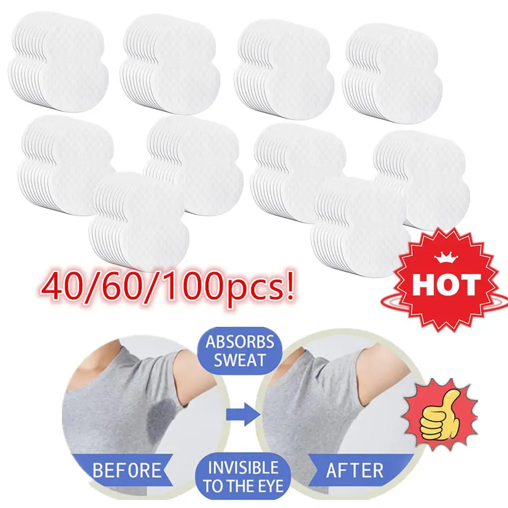 Almohadillas desechables para el sudor, parche absorbente de sudor, desodorantes de verano, almohadillas no tejidas, transpirables, ultrafinas, 40/60/100 piezas