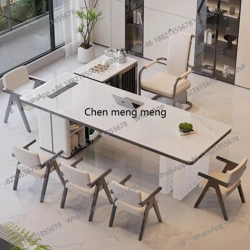combination office tea table integrated with a complete set of light luxury tea tabl Modern simple rock slab tea table and chair