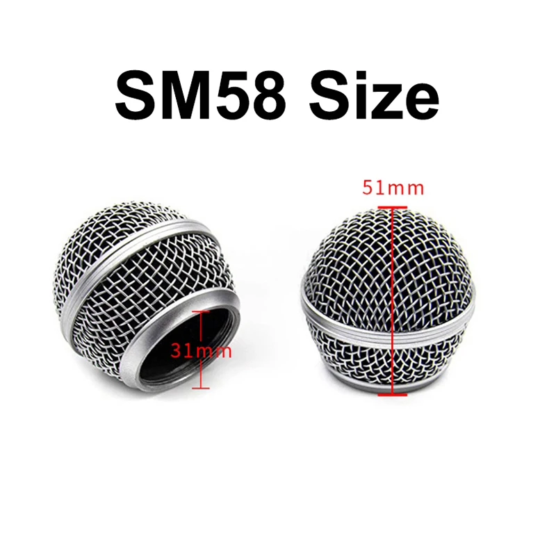 Replacement Microphone Head Professional MicrophoneBall Head Grille with Foam for Shure SM58 Beta58A PG58 Dynamic Mic Accessorie