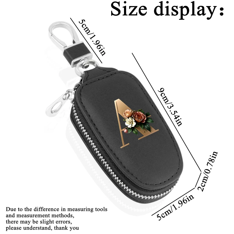 2025 New A-Z letter Car Key Fob Case Leather Car Smart Key fob Holder Car Remote Keychain Bag Universal