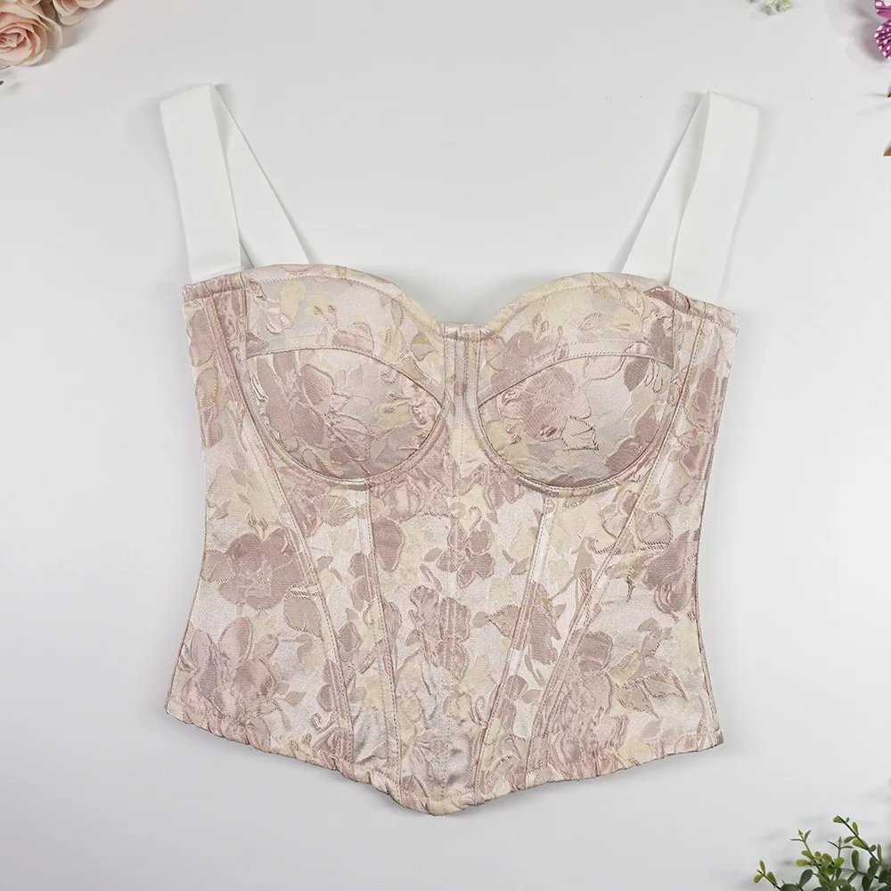 

Elegant Fishbone Strapless Slim Fit Top Beautiful Back High Waist Outerwear Court Style plus Size Knitted Fishbone Bralette