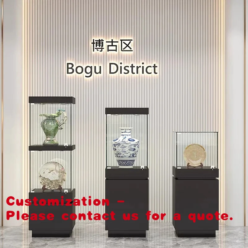 

Customize.Museum Display Cabinet LED Lighting Jewelry Glass Counter Porcelain Wooden Exhibition Counter Display Wate