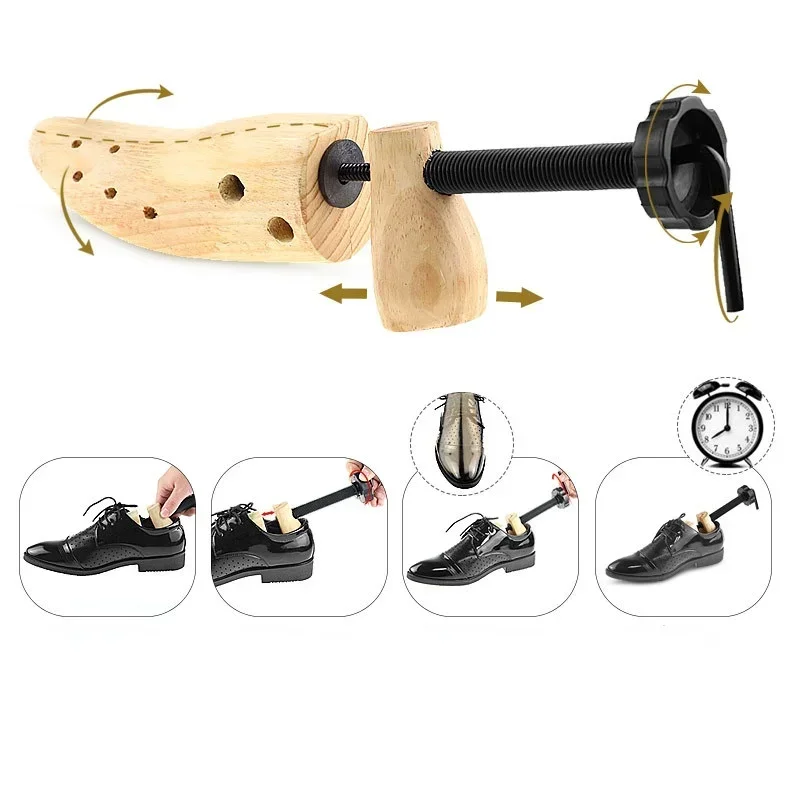 1 Pcs Unisex Shoe Stretcher Wooden Shoes Tree Shaper Rack Pine Wood Adjustable Flats Pumps Boots Expander Shoe Trees Care S/M/L